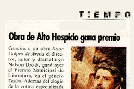 Obra de Alto Hospicio gana premio.  [artículo]