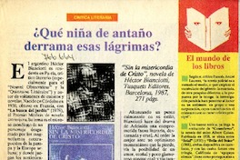 ¿Qué niña de antaño derrama esas lágrimas?  [artículo] José Leal.