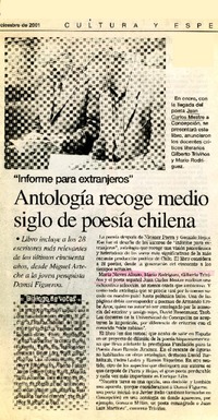 Antología recoge medio siglo de poesía chilena.  [artículo]
