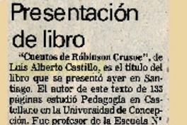 Presentación de libro.  [artículo]