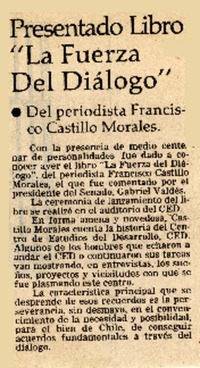 Presentado libro "La Fuerza del Diálogo".  [artículo]