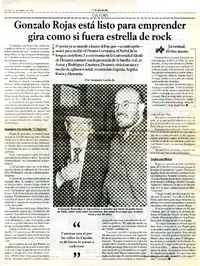 Gonzalo Rojas está listo para emprender gira como si fuera estrella de rock  [artículo] Amparo Lavín A.