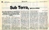 Sub Terra, para no olvidar  [artículo] Alejandro Cid Marchant.