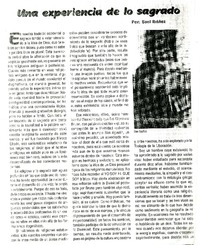Una Experiencia de lo sagrado.  [artículo]