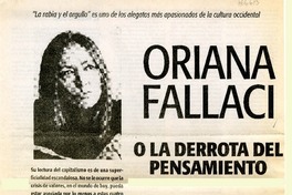 Oriana Fallaci o la derrota delpensamiento  [artículo] Santiago Kovadloff.