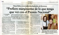 Prefiero marginarme de lo que tenga que ver con el Premio Nacional"  [artículo] Bernardita Cruz M.