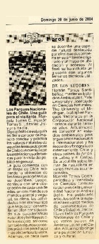 Los Parques Nacionales de Chile. Una guía para el visitante.  [artículo]