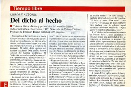 Del Dicho al hecho  [artículo] Jaime Quezada.