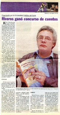 Riveros ganó concurso de cuentos.  [artículo]