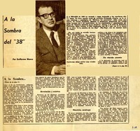 A la sombra del "38"  [artículo] Guillermo Blanco.