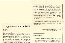 Ruido de sables y Raph  [artículo] Raúl Aldunate Phillips.