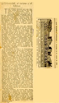 La universidad, el turismo y el folklore  [artículo] Jacobo Danke.