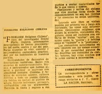 Folklore religioso chileno.  [artículo]