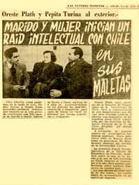 Marido y mujer inician un raid intelectual con Chile en sus maletas.  [artículo]