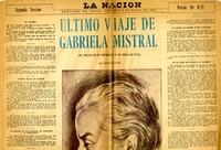 Ultimo viaje de Gabriela Mistral  [artículo] Oreste Plath.