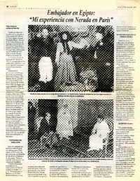 Embajador en Egipto : "Mi experiencia con Neruda en París"  [artículo]