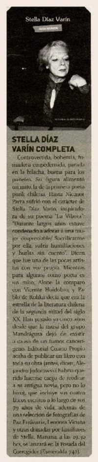 Stella Dìaz Varìn completa  [artículo]