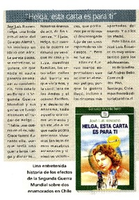 "Helga, esta carta es para ti"  [artículo] Elizabeth Subercaseaux.