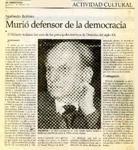 Murió defensor de la democracia  [artículo] Javier Rojahelis.