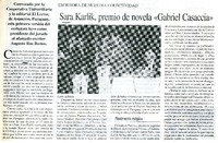 Sara Karlik, premio de novela "Gabriel Casaccia"  [artículo]