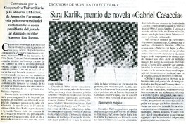 Sara Karlik, premio de novela "Gabriel Casaccia"  [artículo]