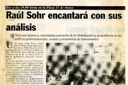 Raúl Sohr encantará con sus análisis  [artículo]