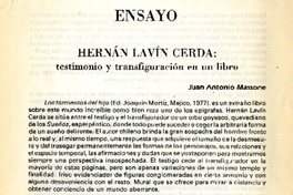 Hernán Lavín Cerda, testimonio y transfiguración en un libro  [artículo] Juan Antonio Massone.
