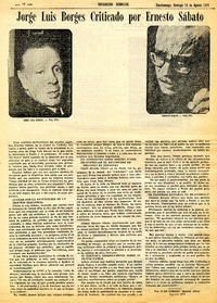 Jorge Luis Borges criticado por Ernesto Sábato  [artículo] Juan Lobato.