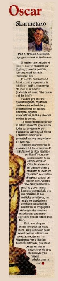 Oscar Skarmetazo  [artículo]Cristián Campos.