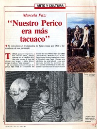 Nuestro Perico era más tacuaco": [entrevista] [artículo] Francisca Aninat.