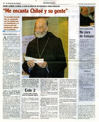 "Me encanta Chiloé y su gente" (entrevista)  [artículo] Mauricio Muñoz Moreno.