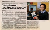 "No quiero un Bicentenario mamón" (entrevista)  [artículo] Fabián Llanca.