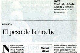 El peso de la noche  [artículo] Matías Rivas.