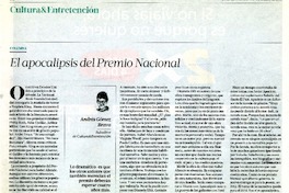 El apocalipsis del Premio Nacional  [artículo] Andrés Gómez Bravo.