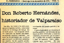 Don Roberto Hernández, historiador de Valparaíso  [artículo] Adolfo Simpson T.