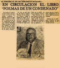 En circulación el libro "Poemas de un condenado".  [artículo]