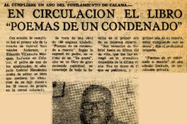 En circulación el libro "Poemas de un condenado".  [artículo]