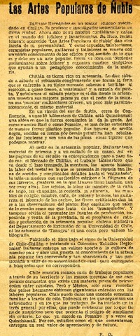 Las artes populares de Ñuble  [artículo] P. O.