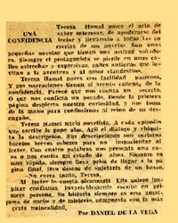 Una confidencia  [artículo] Daniel de la Vega.