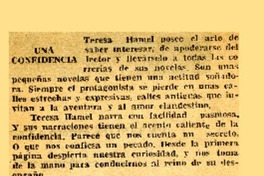 Una confidencia  [artículo] Daniel de la Vega.