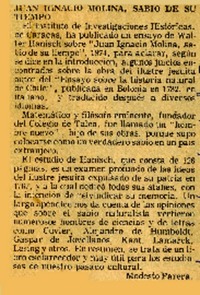 Juan Ignacio Molina, sabio de su tiempo  [artículo] Modesto Parera.
