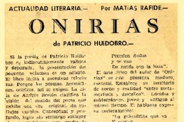 Onirias  [artículo] Matías Rafide.