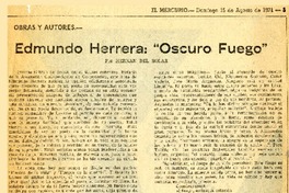 Edmundo Herrera, "Oscuro fuego"  [artículo] Hernán del Solar.