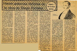 Hacen ardorosa defensa de la obra de Diego Portales.  [artículo]
