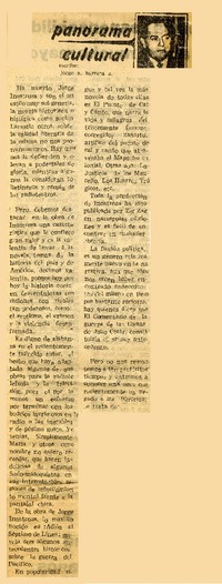 Panorama cultural  [artículo] Jorge A. Barrera A.