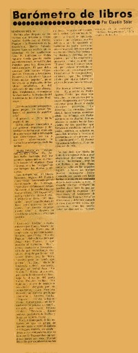 Barómetro de libros  [artículo] Claudio Solar.