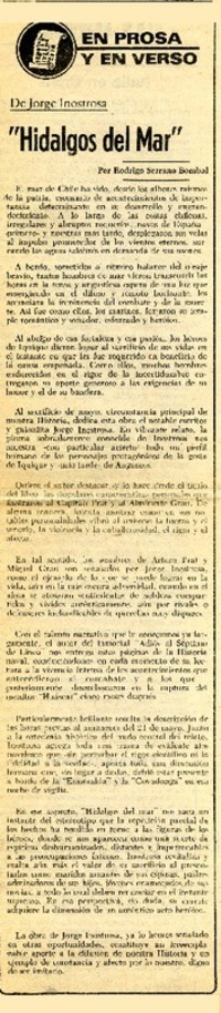 Hidalgos del mar"  [artículo] Rodrigo Serrano Bombal.