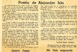 Poesía de Alejandro Isla  [artículo] Carlos René Correa.