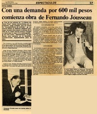 Con una demanda por 600 mil pesos comienza obra de Fernando Josseau.  [artículo]