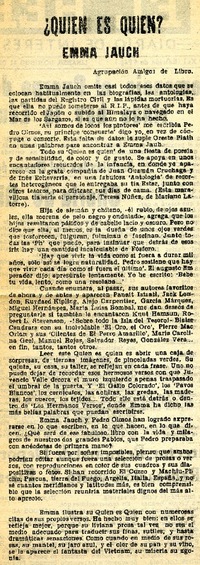 Quién es quién? Emma Jauch  [artículo] Augusto Santelices.